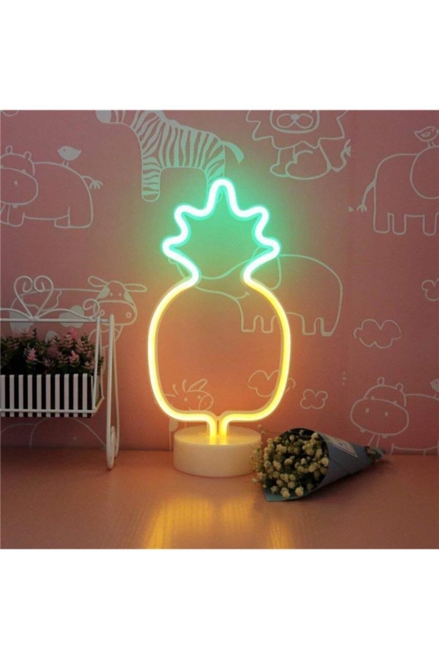 Ananas Model Neon Led Işıklı Masa Lambası Dekoratif Aydınlatma Gece Lambası