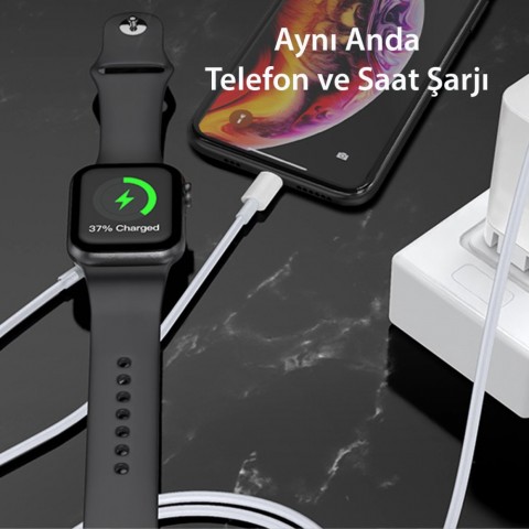 Yesido CA70 2in1 1.5M 2W Apple Watch Şarjı ve 2.4A Lightning Hızlı Şarj Kablosu